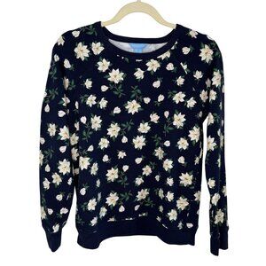 Draper James Natalie Navy Blue Magnolia Floral Sweatshirt, S